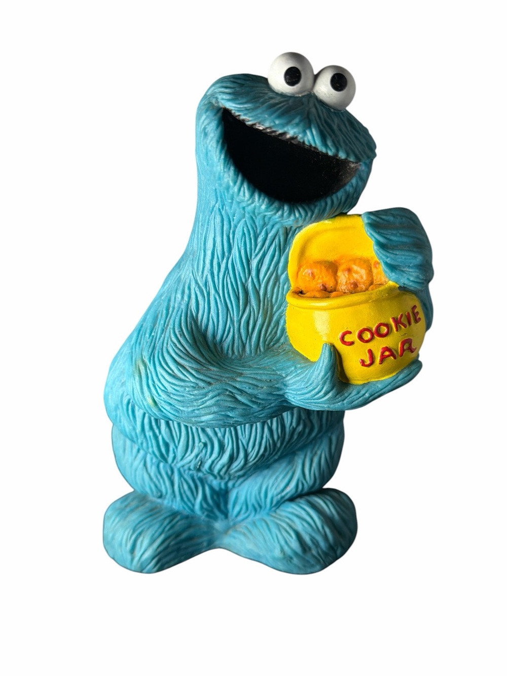 Vintage Sesame Street Muppets Cookie Monster Coin Bank w/ Stopper 10" Tall
